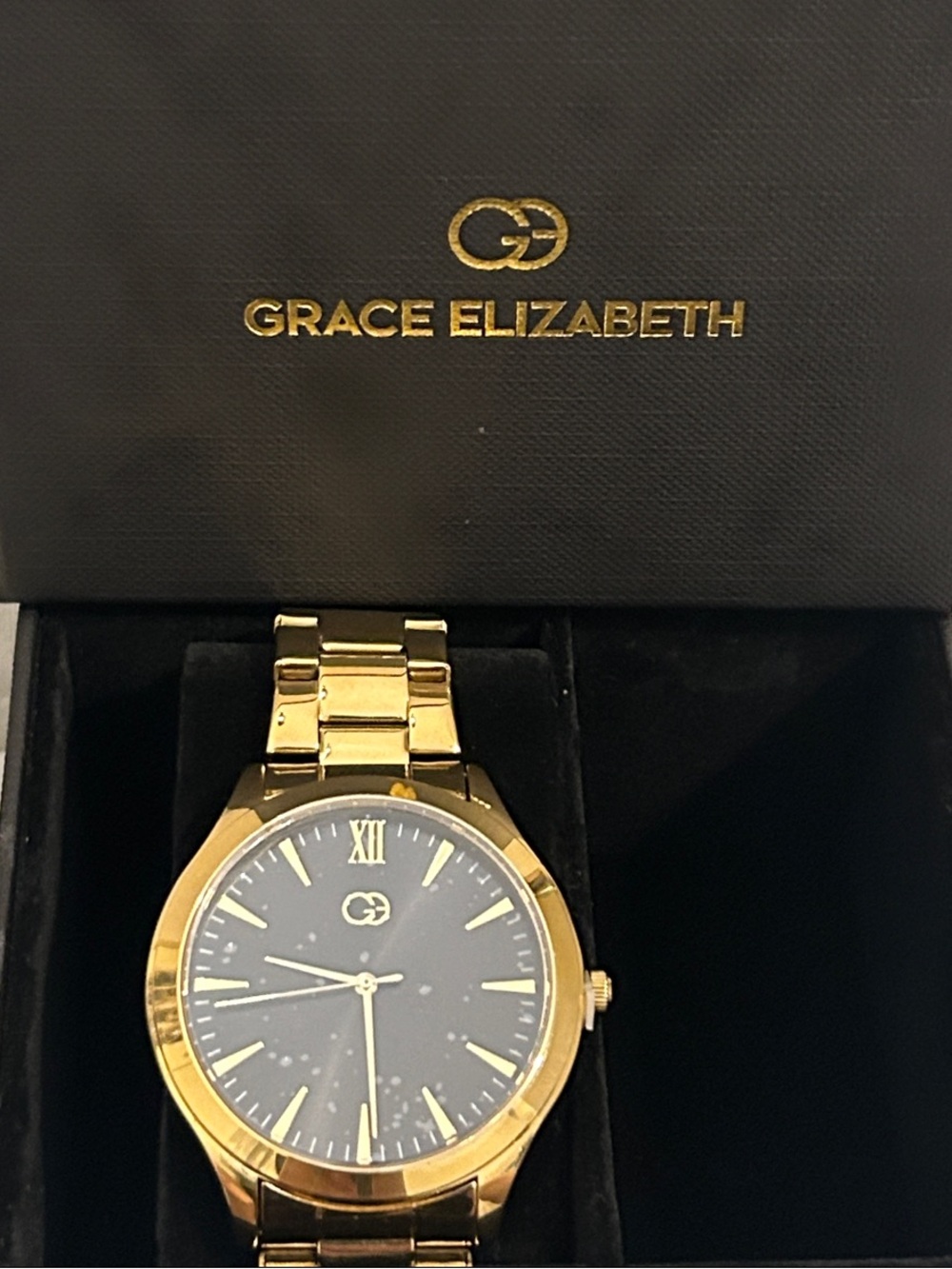 Stainless steel Gold tone Men's Watch with Black Dial